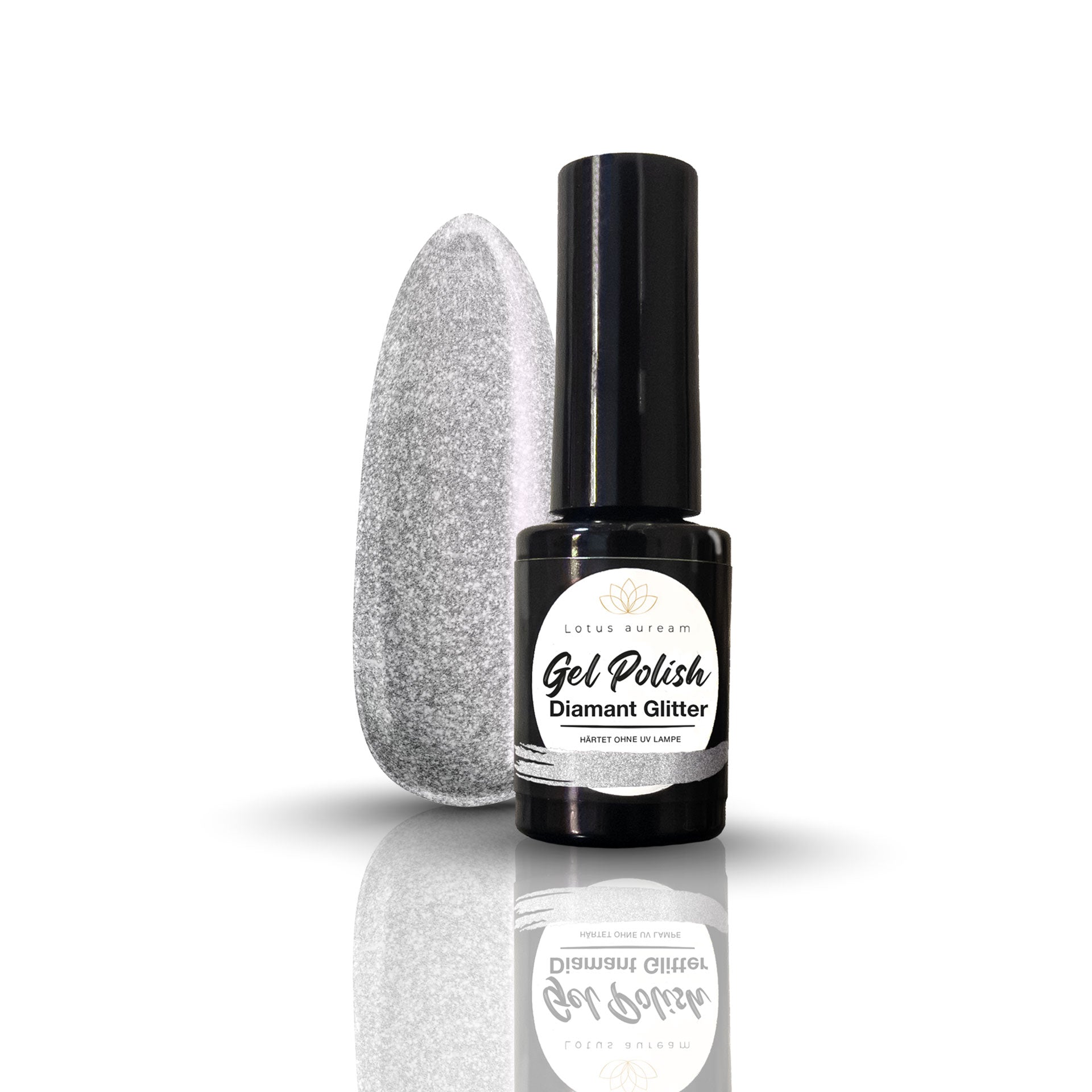 Gel Nagellack ohne UV Lampe silber glitzer Lotus auream Gel Polish Diamant Glitter