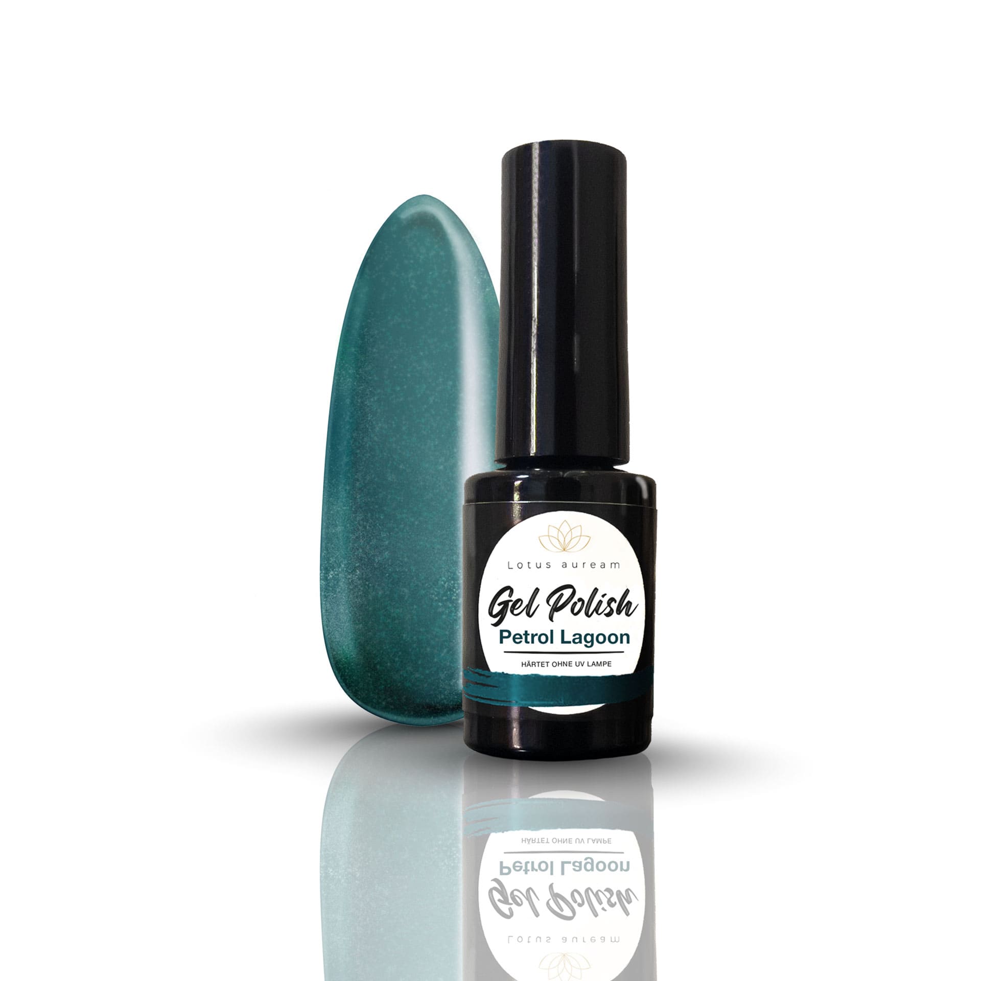 Gel Nagellack ohne UV Lampe blau petrol grün grünblau blaugrün Lotus auream Gel Polish Petrol Lagoon