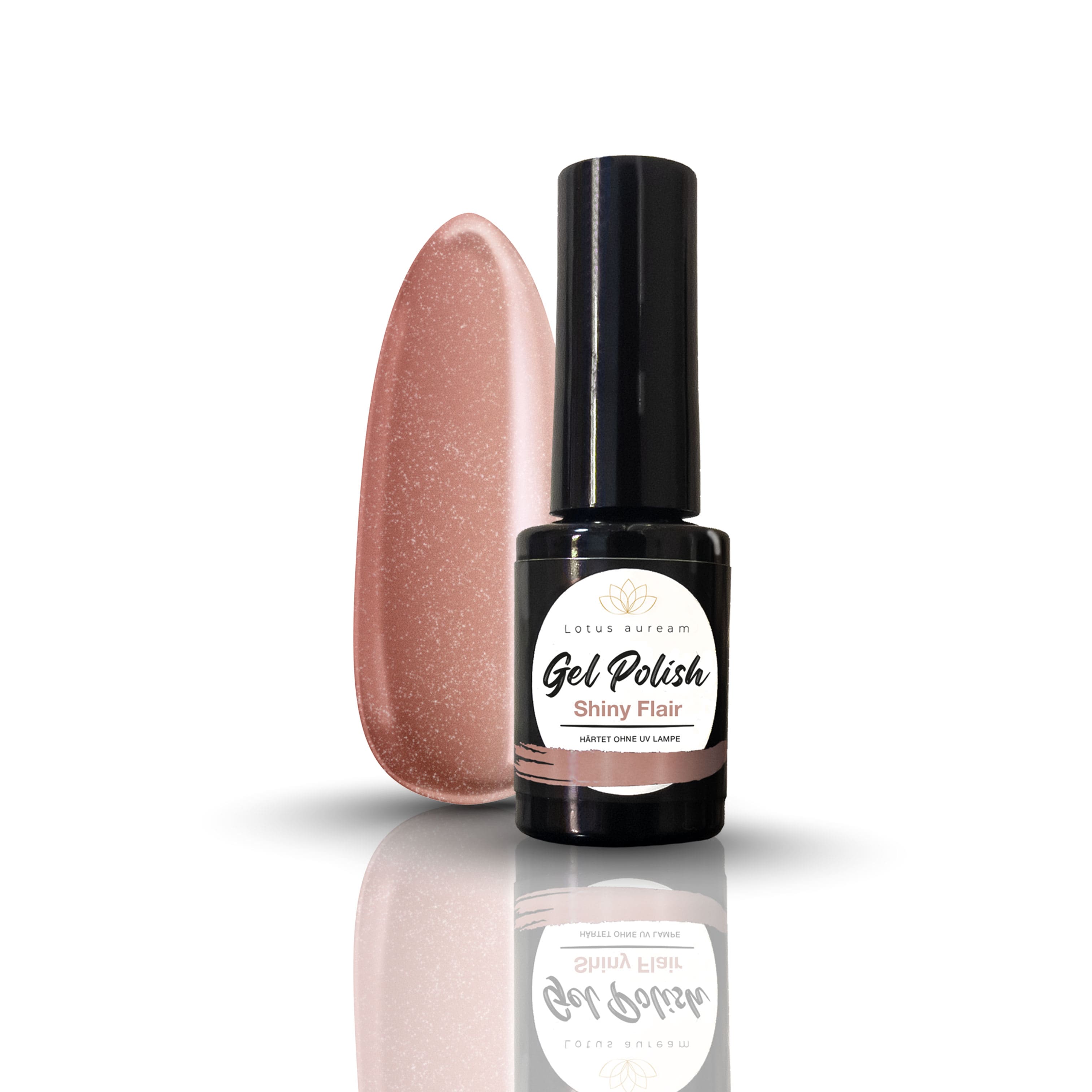 Gel Nagellack ohne UV Lampe glitzernd Glitzer Lotus auream Gel Polish Shiny Flair