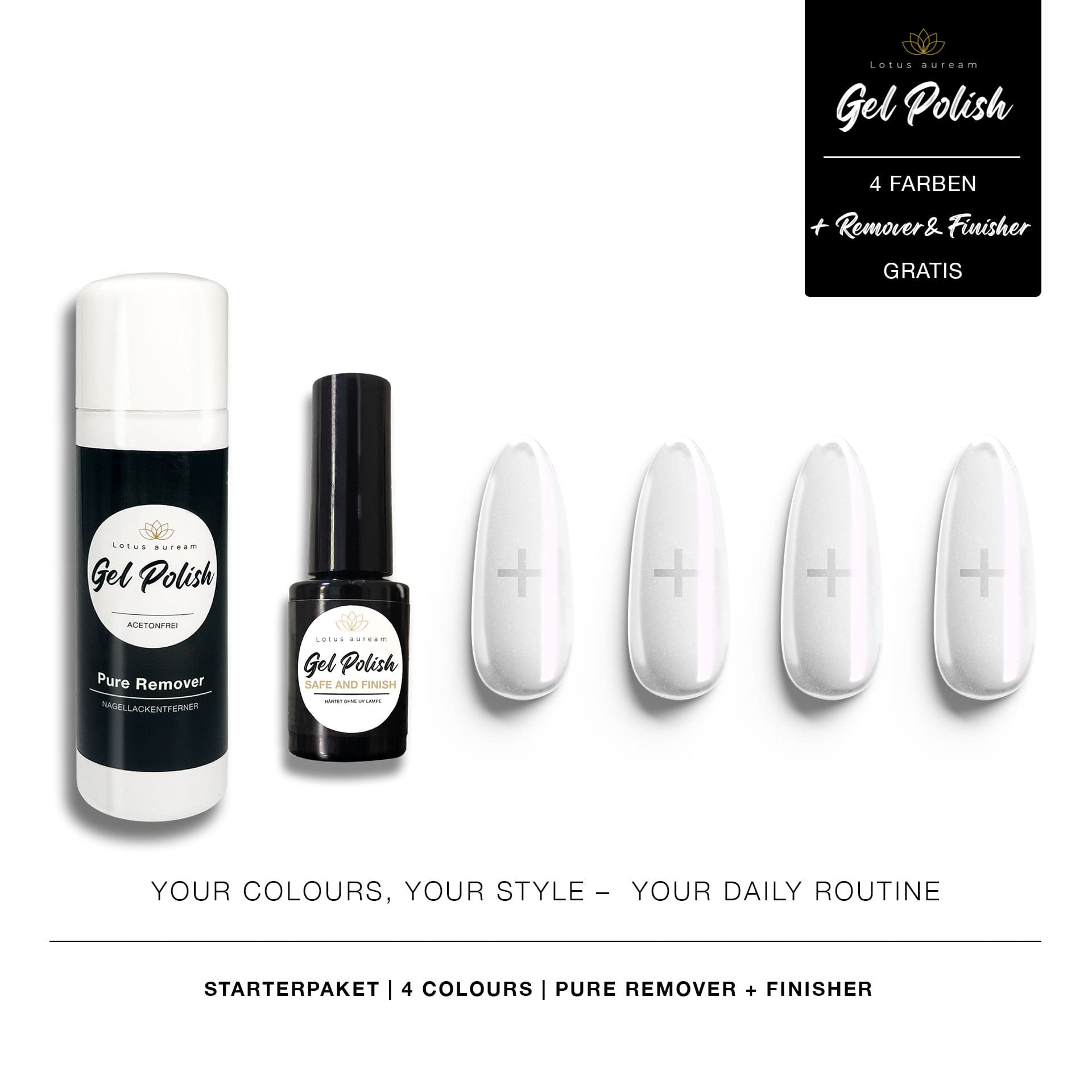 Starterset (4 Farben + Safe and Finish + Pure Remover)