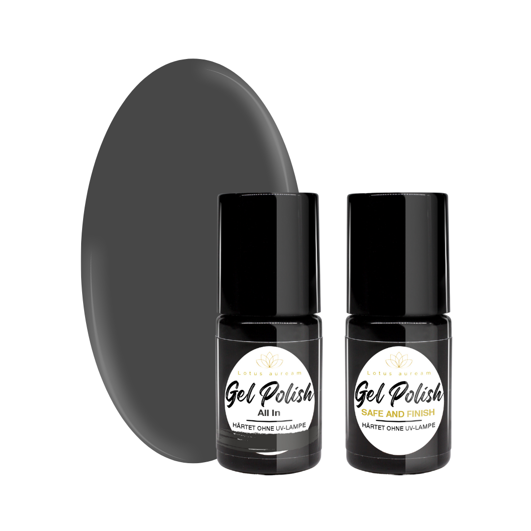 Gel Nagellack ohne UV Lampe grau anthrazit Lotus auream Gel Polish Set All In