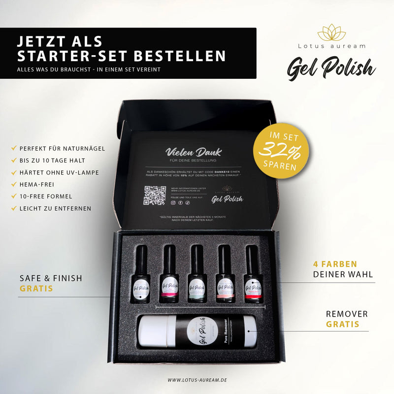 Starter-Set: 4 Farben + Überlack und Entferner GRATIS